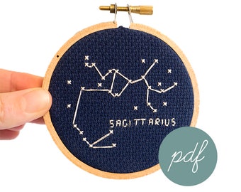 Sagittarius Constellation, Modern Cross Stitch Pattern, Zodiac *PDF Only