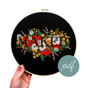 Maker, Large Modern Cross Stitch Pattern *PDF Only