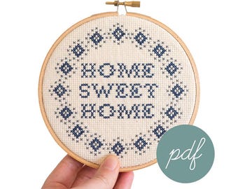 Home Sweet Home, Simple, Modern Cross Stitch Pattern *PDF Only