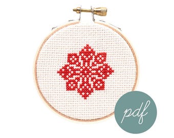 Snowflake Ornament #4, Modern Cross Stitch Pattern, *PDF Only