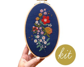 Forget-Me-Knots Kit, DIY Modern Counted Cross Stitch Kit