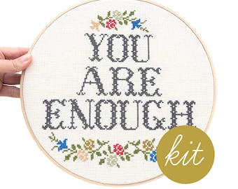 You Are Enough, Large Modern Cross Stitch Kit