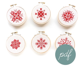 ALL Snowflake Ornaments, Modern Cross Stitch Patterns, *PDFs Only