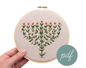 Flowering Menorah, Modern Cross Stitch Pattern, *PDF Only