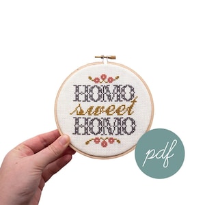 Homo Sweet Homo, hall d'entrée, motif de point de croix moderne *PDF uniquement