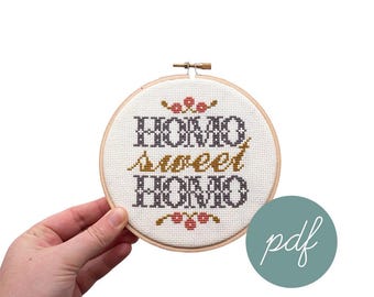 Homo Sweet Homo, Foyer, Modern Cross Stitch Pattern *PDF Only