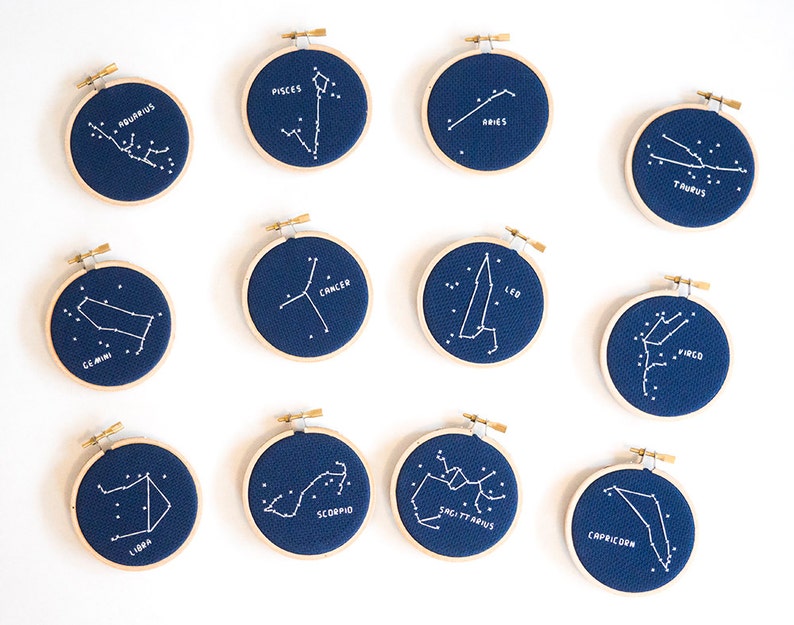 Gemini Constellation, Modern Cross Stitch Kit, Zodiac image 2