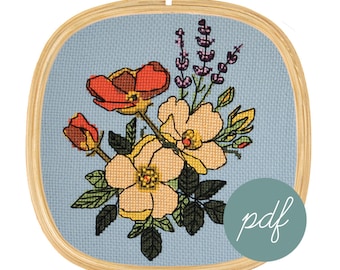 Wildflower Bouquet, Advanced Modern Cross Stitch *PDF Only