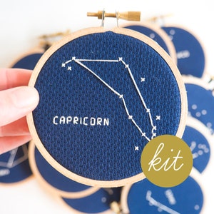 Constellation du Capricorne, kit de point de croix moderne, zodiaque