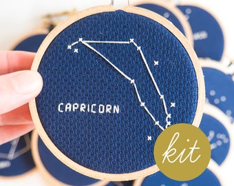 Capricorn Constellation, Modern Cross Stitch Kit, Zodiac