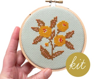 Retro Blooms, Modern Cross Stitch Kit