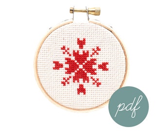 Snowflake Ornament #2, Modern Cross Stitch Pattern, *PDF Only