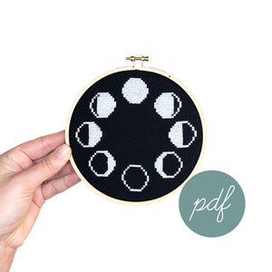 Moon Phases, Modern Cross Stitch Pattern *PDF Only