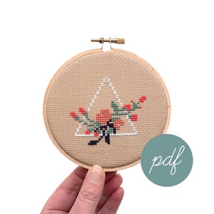 Pyramid Perennial, Floral Modern Cross Stitch Pattern, *PDF Only