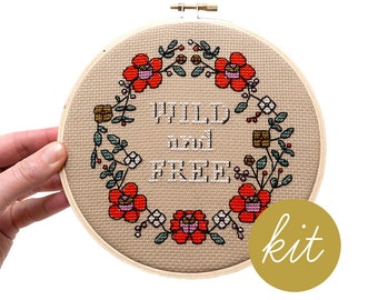 Wild and Free, Modern Cross Stitch Kit