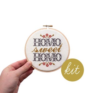 Kit Homo Sweet Homo, kit de bricolage moderne au point de croix compté