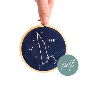 Leo Constellation, Modern Cross Stitch Pattern, Zodiac *PDF Only