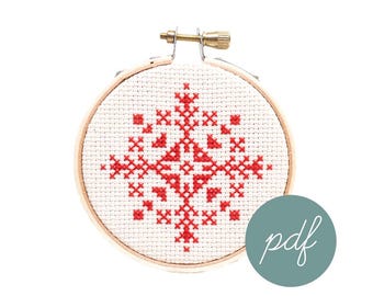 Snowflake Ornament #6, Modern Cross Stitch Pattern, *PDF Only
