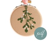 Mistletoe Ornament, Modern Cross Stitch Pattern, PDF Only