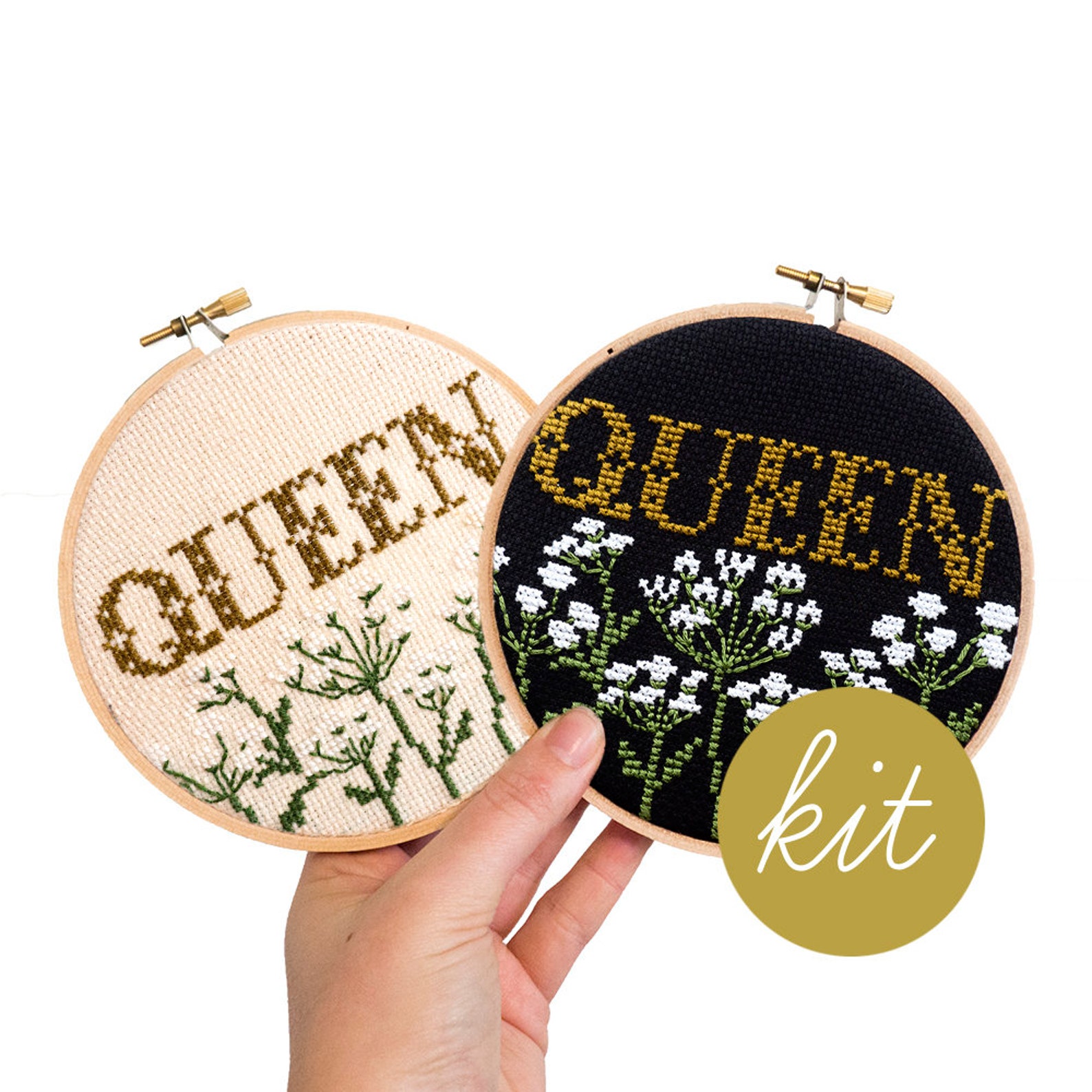 Queen Modern Cross Stitch Kit Cream or Black Etsy