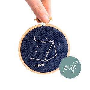 Libra Constellation, Modern Cross Stitch Pattern, Zodiac *PDF Only
