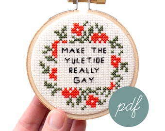 Make the Yuletide Really Gay, Modern Cross Stitch Pattern, *PDF Only