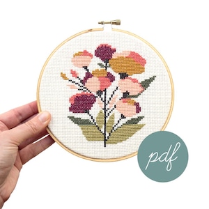Coral Floral, Modern Cross Stitch *PDF Only