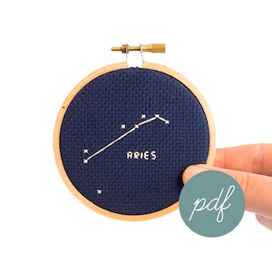 Aries Constellation, Modern Cross Stitch Pattern, Zodiac *PDF Only