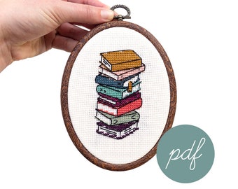 Bookstack, Modern Cross Stitch *PDF Only