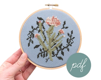 Dianthus, Modern Cross Stitch Pattern *PDF Only