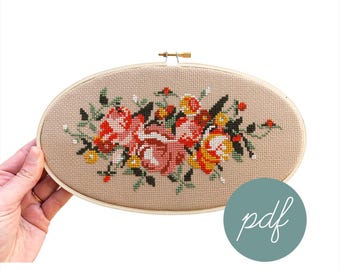 Rosy Chaos, Modern Cross Stitch *PDF Only