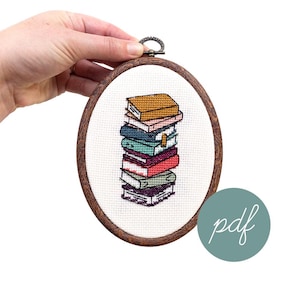 Bookstack, Modern Cross Stitch *PDF Only
