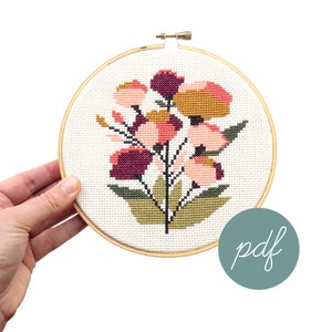 Coral Floral, Modern Cross Stitch *PDF Only