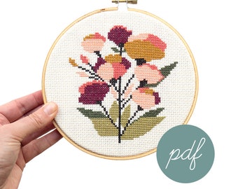 Coral Floral, Modern Cross Stitch *PDF Only