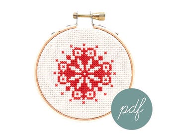 Snowflake Ornament #3, Modern Cross Stitch Pattern, *PDF Only