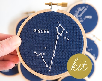 Pisces Constellation, Modern Cross Stitch Kit, Zodiac