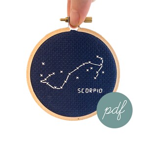 Scorpio Constellation, Modern Cross Stitch Pattern, Zodiac *PDF Only