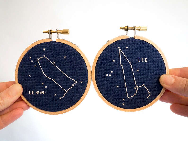 Gemini Constellation, Modern Cross Stitch Kit, Zodiac image 3