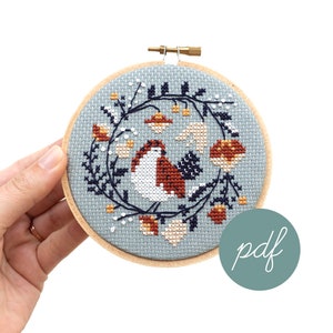 Winter Bird, Modern Cross Stitch Pattern, *PDF Only