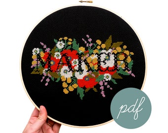 Maker, Large Modern Cross Stitch Pattern *PDF Only