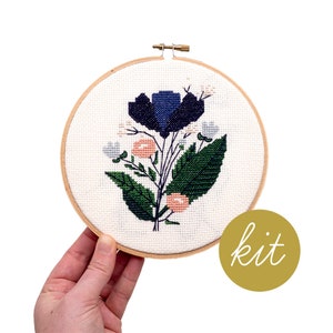 Midnight Floral, Modern Cross Stitch Kit