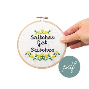 Snitches Get Stitches, Modern Cross Stitch Pattern *PDF Only