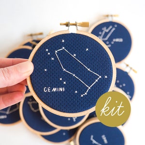 Gemini Constellation, Modern Cross Stitch Kit, Zodiac image 1