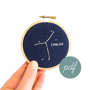 Cancer Constellation, Modern Cross Stitch Pattern, Zodiac *PDF Only