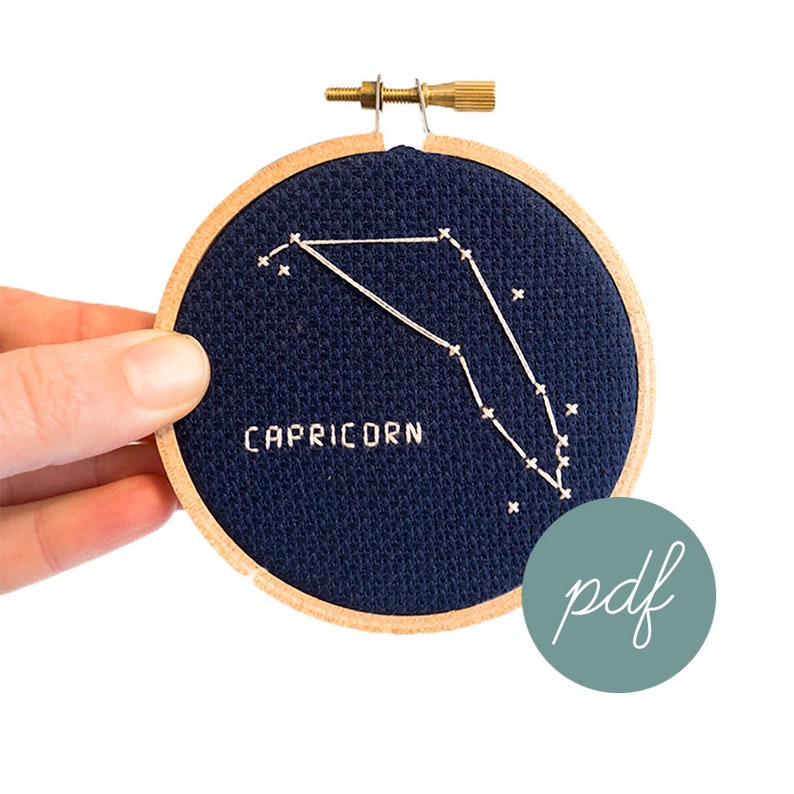 Capricorn Constellation, Modern Cross Stitch Pattern, Zodiac PDF Only image 1