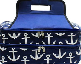 Embroidered Navy Anchor Casserole Carrier-Personalized Casserole Carrier-Monogram Wedding Gift-Embroidered Casserole Carrier