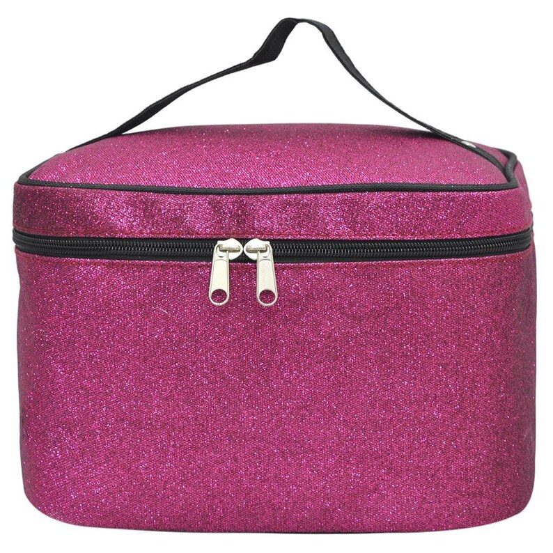 Large Embroidered Hot Pink Glitter Cosmetic BagMonogram Etsy