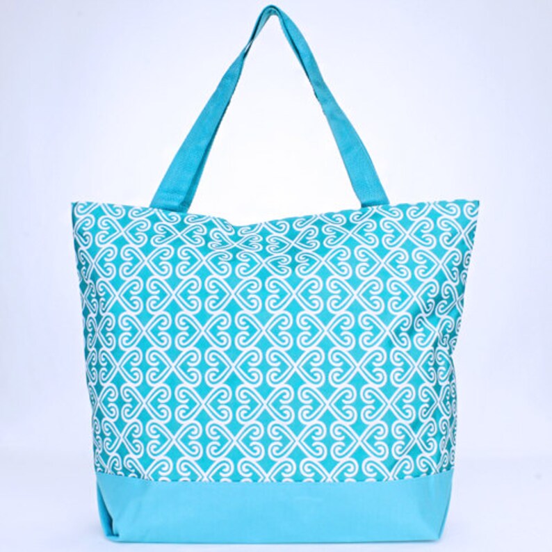 Embroidered Monogram Turquoise Twist Zipper Tote-Personalized Tote-Customized Tote Bag-Personalized Gift-Monogram Tote Bag-Embroidered Tote