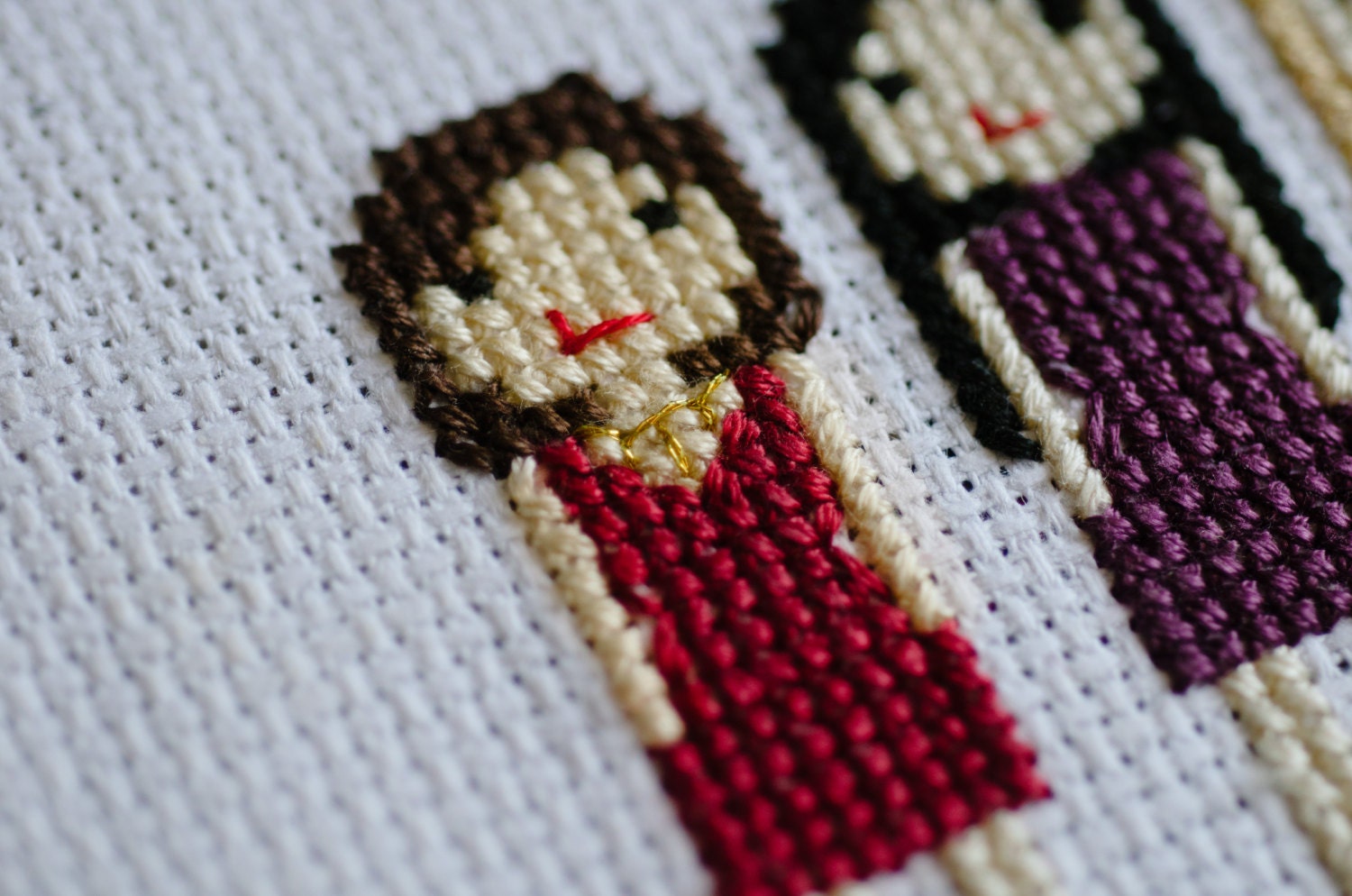 Custom Cross Stitch Portrait 5 Figures with Custom Framing Etsy