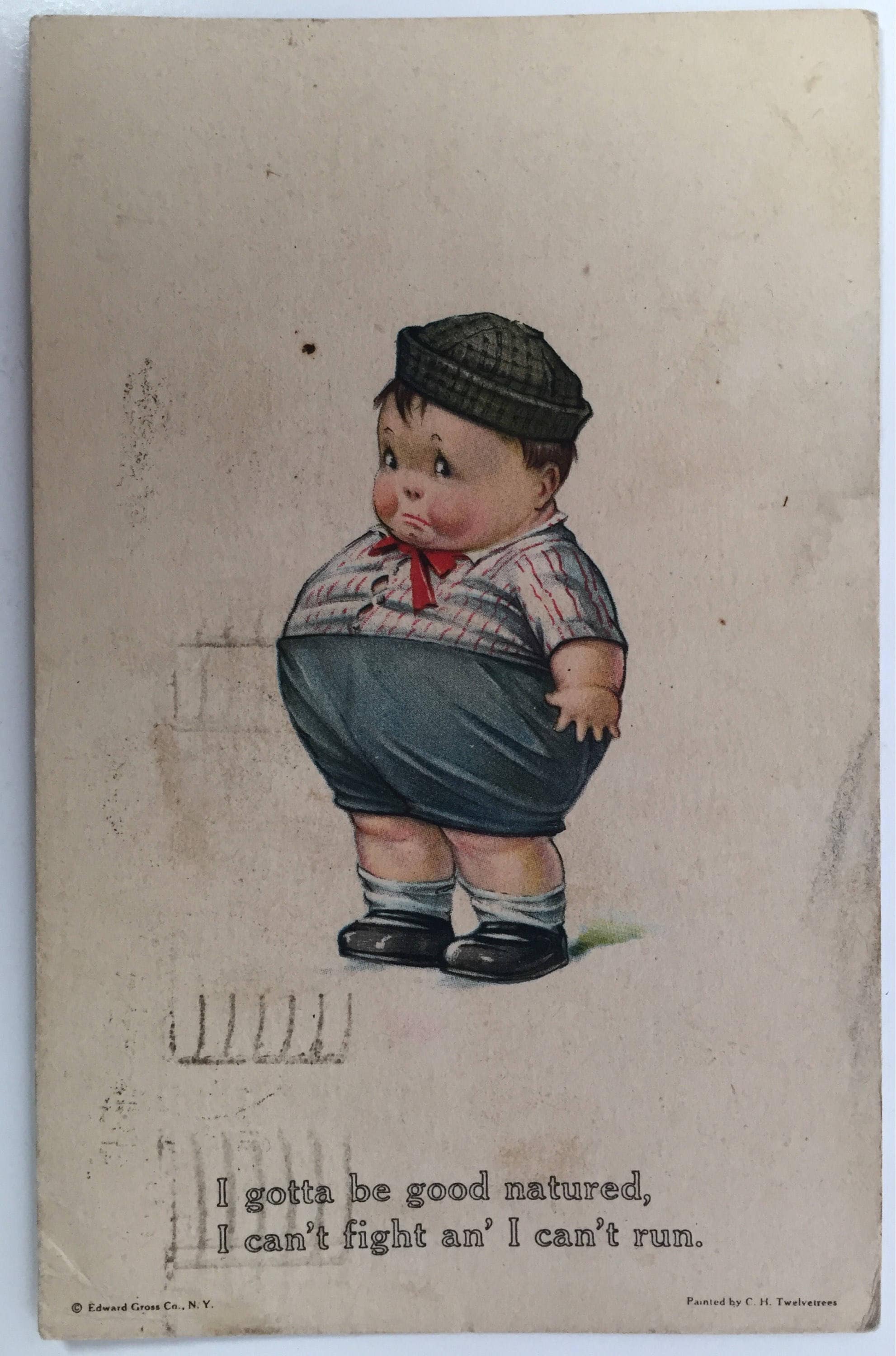 Vintage C H Twelvetrees Post Card Artist Signed Comic Card No 66 Cute Chubby Boy